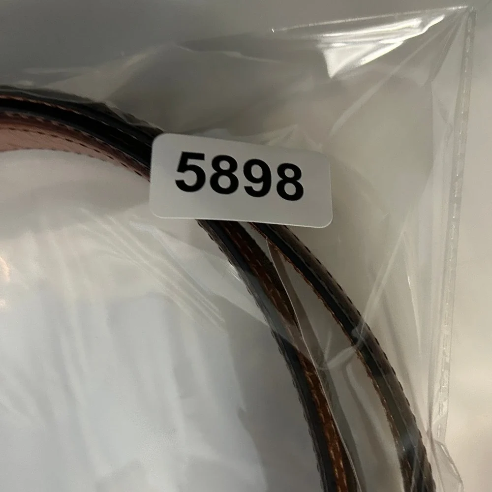 Tommy Hilfiger Mens M 34-36 Cognac Brown Genuine Leather Belt Silver Tone Buckle